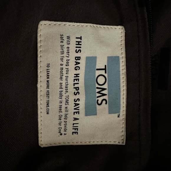 TOMS Linen Woven Weekender Duffle Bag Black White Adjustable Strap - Picture 6 of 6